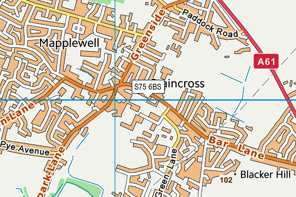 S75 6BS map - OS VectorMap District (Ordnance Survey)