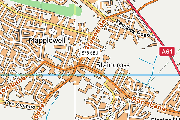 S75 6BU map - OS VectorMap District (Ordnance Survey)