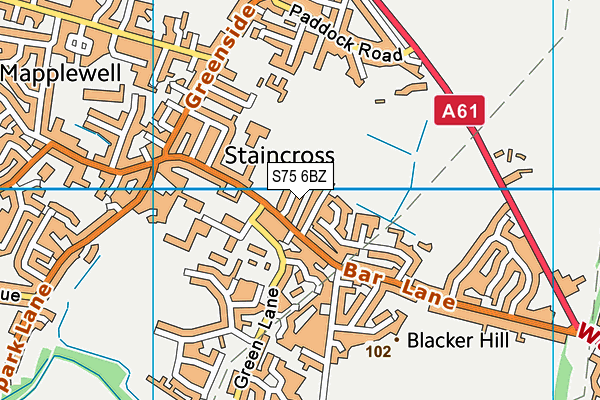 S75 6BZ map - OS VectorMap District (Ordnance Survey)