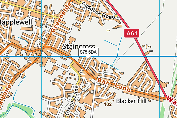 S75 6DA map - OS VectorMap District (Ordnance Survey)