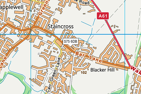 S75 6DB map - OS VectorMap District (Ordnance Survey)