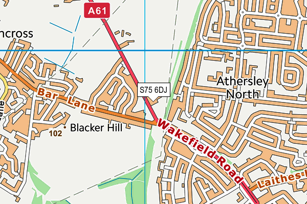 S75 6DJ map - OS VectorMap District (Ordnance Survey)