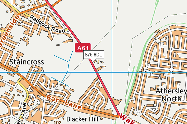 S75 6DL map - OS VectorMap District (Ordnance Survey)