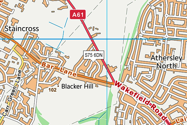 S75 6DN map - OS VectorMap District (Ordnance Survey)