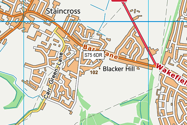 S75 6DR map - OS VectorMap District (Ordnance Survey)