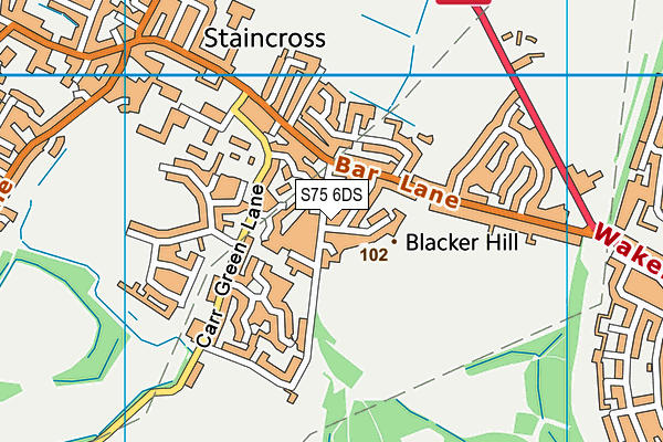 S75 6DS map - OS VectorMap District (Ordnance Survey)