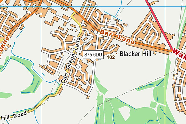 S75 6DU map - OS VectorMap District (Ordnance Survey)