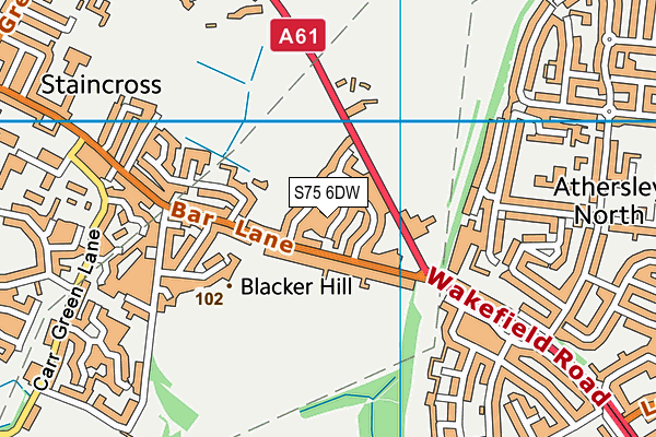 S75 6DW map - OS VectorMap District (Ordnance Survey)