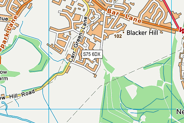 S75 6DX map - OS VectorMap District (Ordnance Survey)