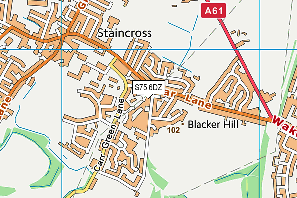 S75 6DZ map - OS VectorMap District (Ordnance Survey)