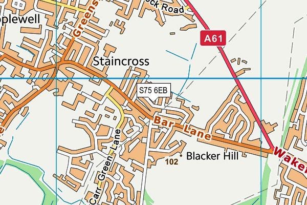 S75 6EB map - OS VectorMap District (Ordnance Survey)