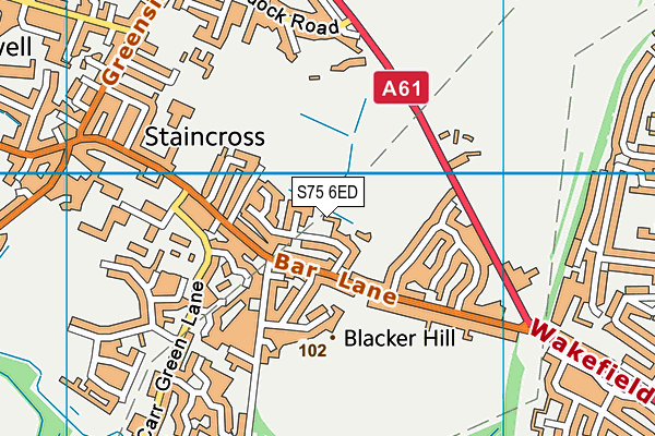 S75 6ED map - OS VectorMap District (Ordnance Survey)