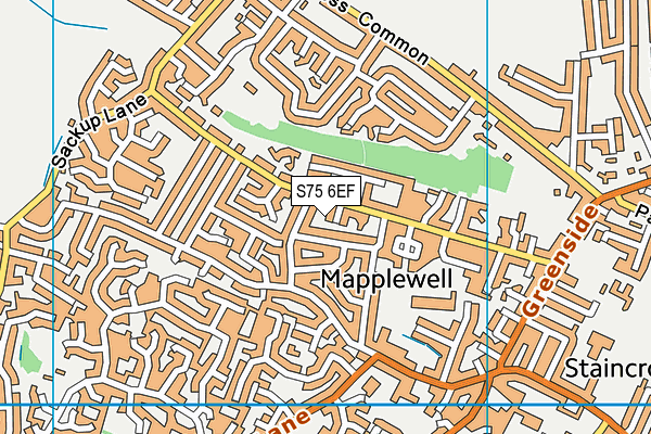 S75 6EF map - OS VectorMap District (Ordnance Survey)