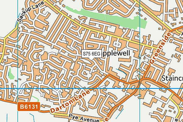 S75 6EG map - OS VectorMap District (Ordnance Survey)