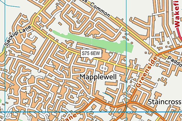 S75 6EW map - OS VectorMap District (Ordnance Survey)