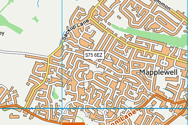S75 6EZ map - OS VectorMap District (Ordnance Survey)