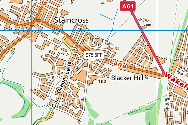 S75 6FF map - OS VectorMap District (Ordnance Survey)
