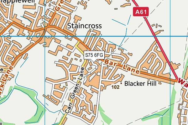 S75 6FG map - OS VectorMap District (Ordnance Survey)