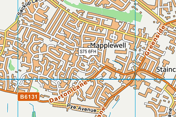 S75 6FH map - OS VectorMap District (Ordnance Survey)