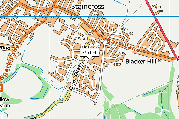 S75 6FL map - OS VectorMap District (Ordnance Survey)
