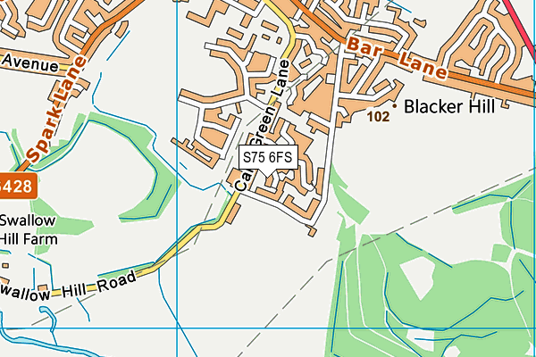 S75 6FS map - OS VectorMap District (Ordnance Survey)