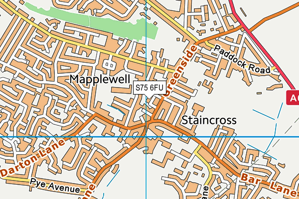 S75 6FU map - OS VectorMap District (Ordnance Survey)
