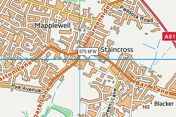 S75 6FW map - OS VectorMap District (Ordnance Survey)