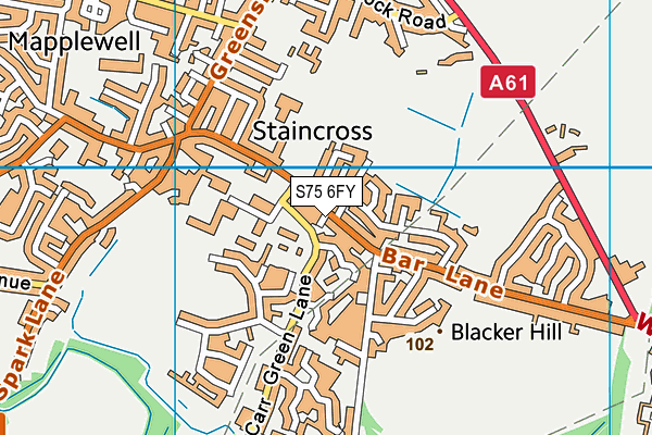 S75 6FY map - OS VectorMap District (Ordnance Survey)