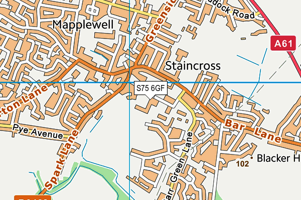S75 6GF map - OS VectorMap District (Ordnance Survey)