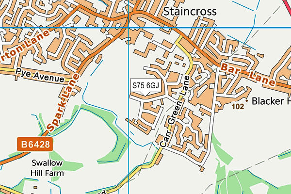 S75 6GJ map - OS VectorMap District (Ordnance Survey)