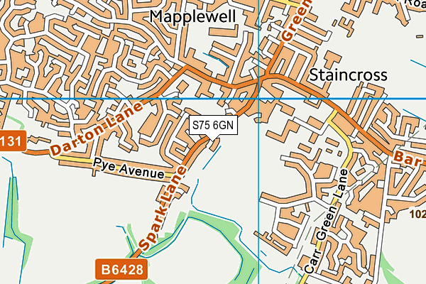 S75 6GN map - OS VectorMap District (Ordnance Survey)