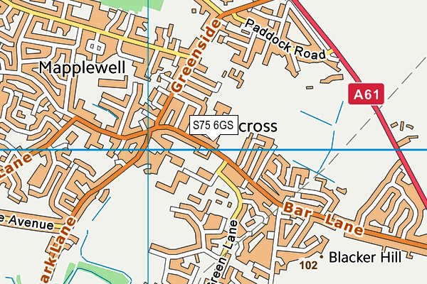 S75 6GS map - OS VectorMap District (Ordnance Survey)