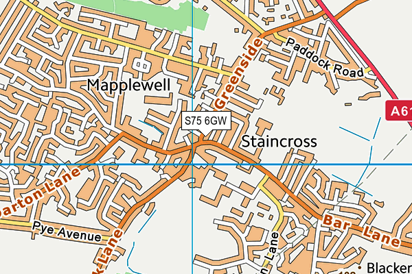 S75 6GW map - OS VectorMap District (Ordnance Survey)