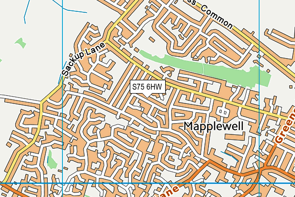 S75 6HW map - OS VectorMap District (Ordnance Survey)