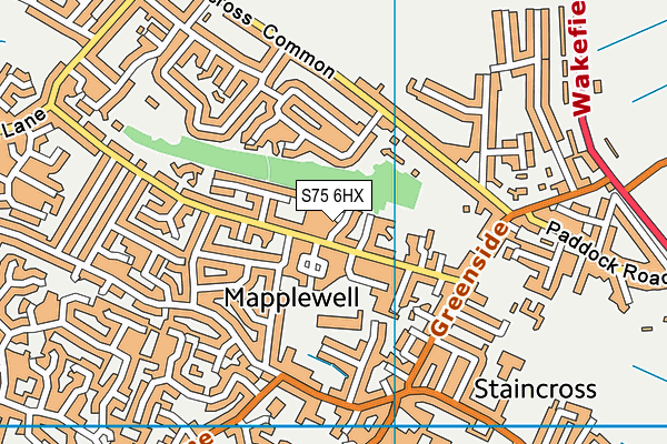 S75 6HX map - OS VectorMap District (Ordnance Survey)