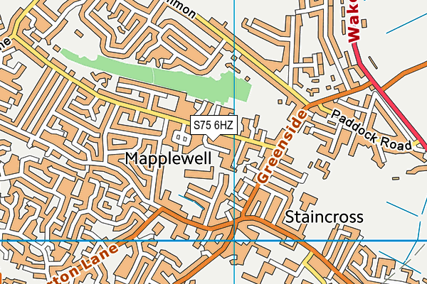 S75 6HZ map - OS VectorMap District (Ordnance Survey)