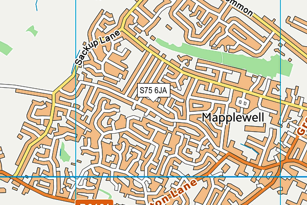 S75 6JA map - OS VectorMap District (Ordnance Survey)