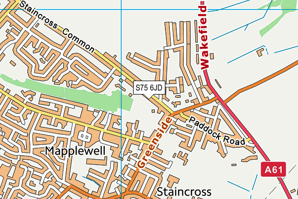 S75 6JD map - OS VectorMap District (Ordnance Survey)