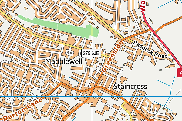 S75 6JE map - OS VectorMap District (Ordnance Survey)