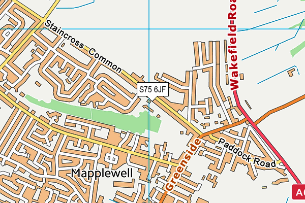 S75 6JF map - OS VectorMap District (Ordnance Survey)