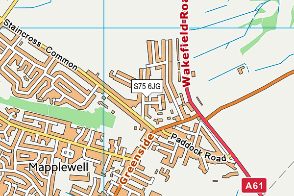 S75 6JG map - OS VectorMap District (Ordnance Survey)