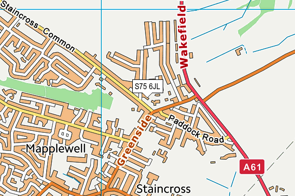 S75 6JL map - OS VectorMap District (Ordnance Survey)