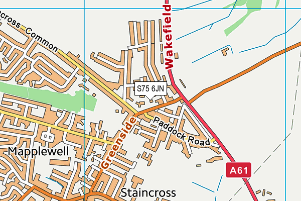 S75 6JN map - OS VectorMap District (Ordnance Survey)