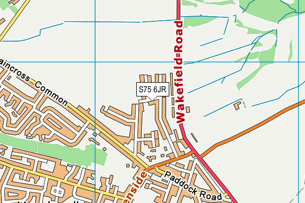 S75 6JR map - OS VectorMap District (Ordnance Survey)