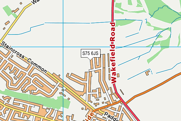 S75 6JS map - OS VectorMap District (Ordnance Survey)