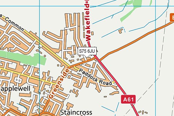 S75 6JU map - OS VectorMap District (Ordnance Survey)