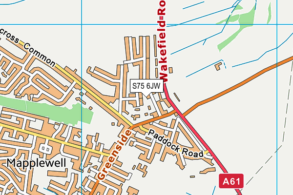 S75 6JW map - OS VectorMap District (Ordnance Survey)