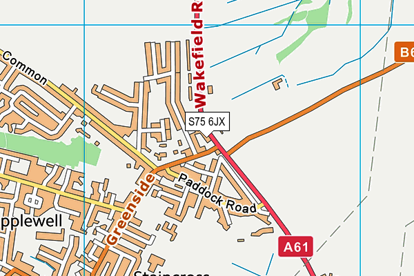 S75 6JX map - OS VectorMap District (Ordnance Survey)