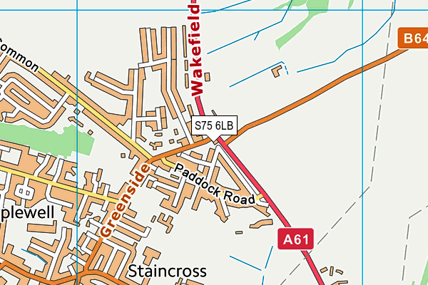 S75 6LB map - OS VectorMap District (Ordnance Survey)