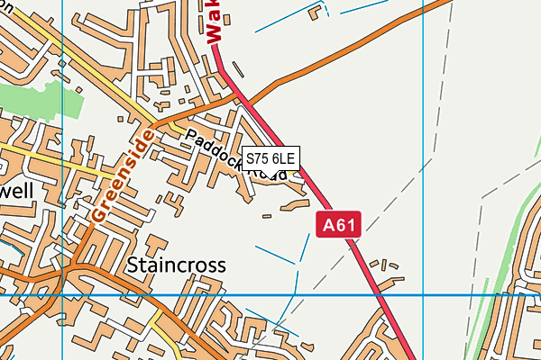 S75 6LE map - OS VectorMap District (Ordnance Survey)